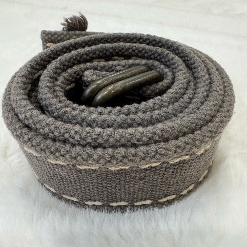 Gray 46” Woven Belt with Metal Buckle